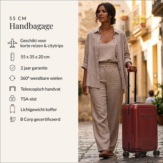 SUITSUIT Handbagage Koffer 55x35x20 cm - Koffer - Trolley Handbagage - TSA Slot - Reiskoffer - 27L - Caretta - Burnt Brick