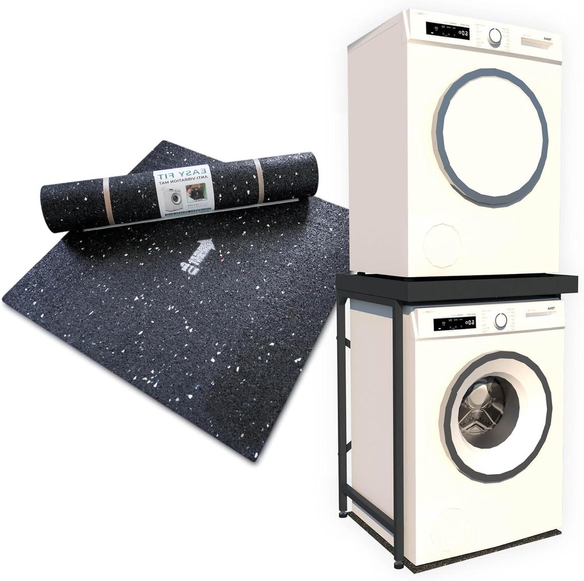 Apparaat Standaard - Stapel Set - Apparaten Stapelen - Anti-Tilt Basis - 60 x 67 x 95 cm - Grijs
