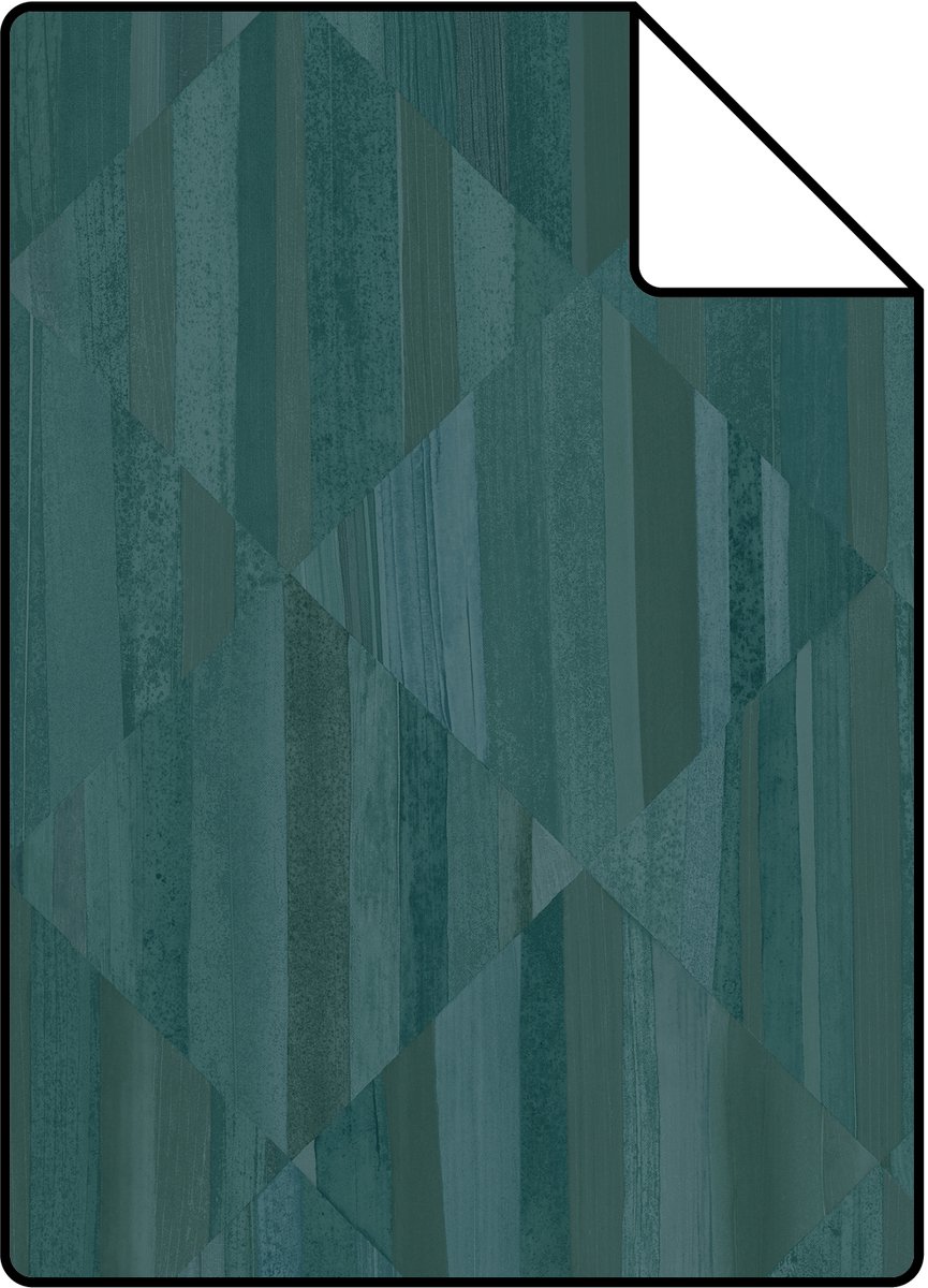 Proefstaal Origin Wallcoverings behang 3D-houtmotief petrolblauw - 26.5 x 21 cm - 347871-S