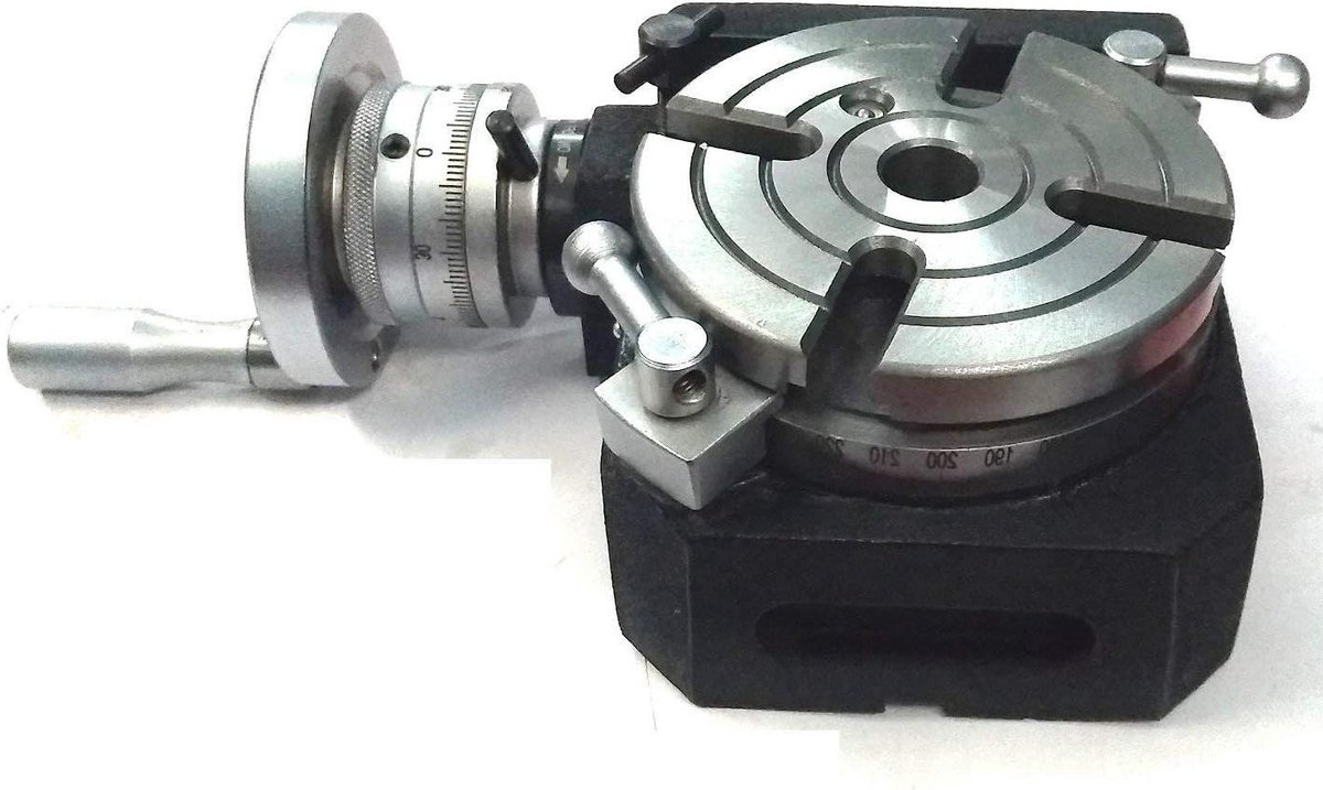 Precisie Draaitafel - Verdeeltabel Frees - Metaalbewerking Frezen - 1:90 Worm Gear - 110 mm Diameter - Zwart