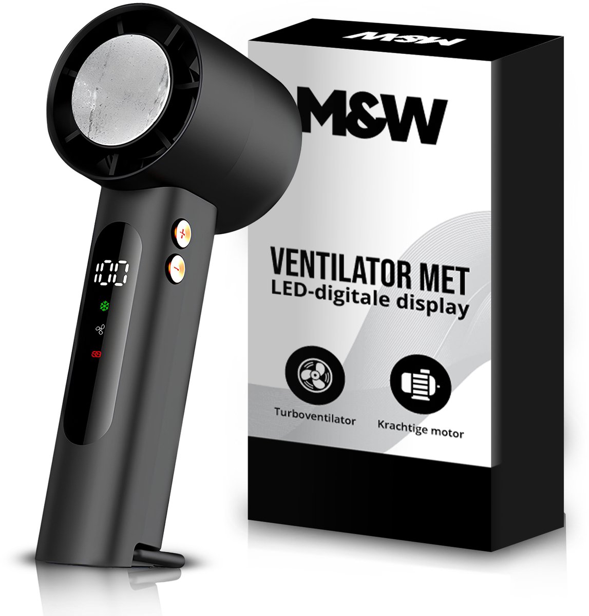 M&W® Mini Ventilator Draagbaar – Handventilator met IJs Koeling – Oplaadbaar USB (3000 mAh) – Stil & Krachtig – 3 Standen – Compacte Zakventilator voor Reizen, Festival, Kantoor & Thuis