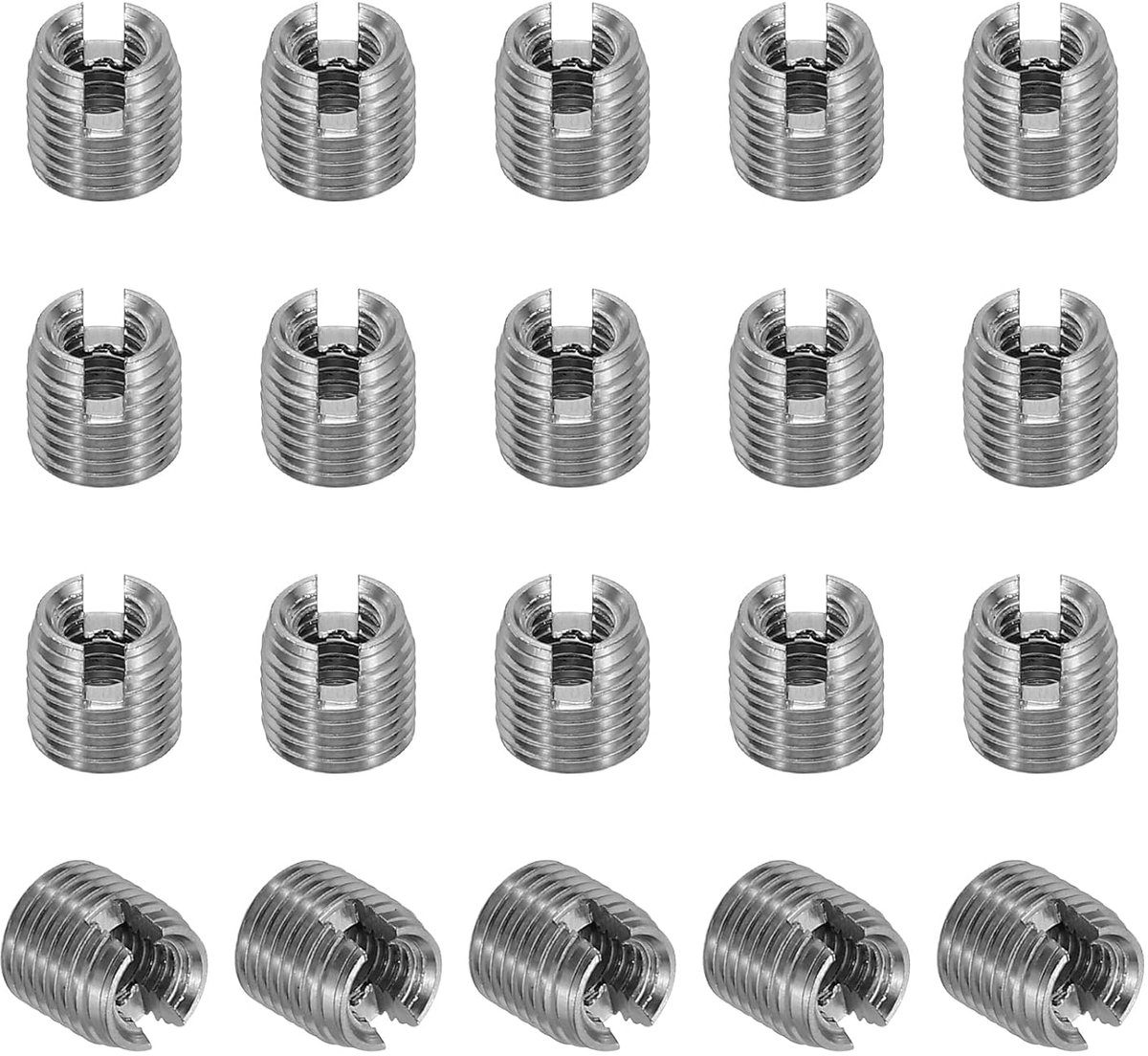Self Tapping Thread Insert - 20pcs M3 x M5 x 5mm - Thread Inserts - 303 Stainless Steel - Thread Adapter Reducer - Slotted Screw Repair Inserts