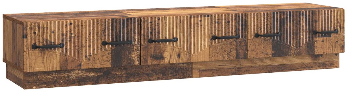 vidaXL - TV - Kast - met - lade - Oud - hout - 147 - x - 34,5 - x - 27 - cm - Bewerkt - hout