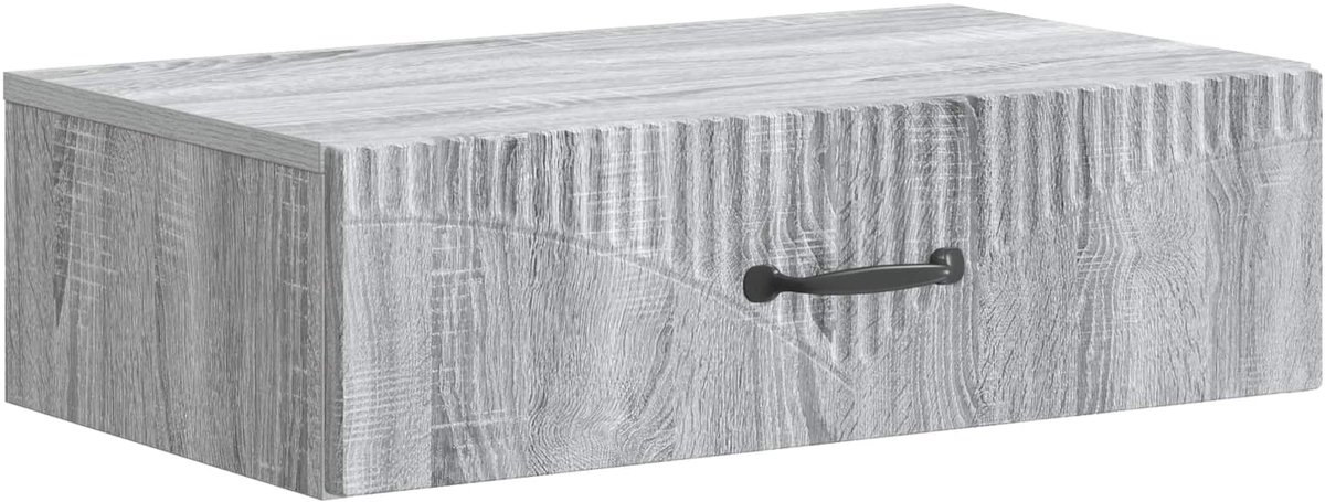 vidaXL Wandgemonteerde - Zijtafel - 59 - x - 34,5 - x - 17 - cm - Bewerkt - hout Grijs sonoma