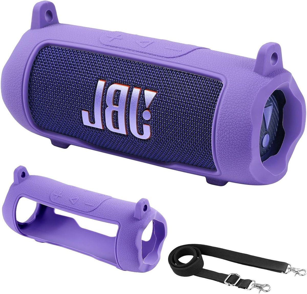 Siliconen Hoes voor Draagbare Bluetooth Speaker met Afneembare Schouderband - Paars, Bescherming en Stijl