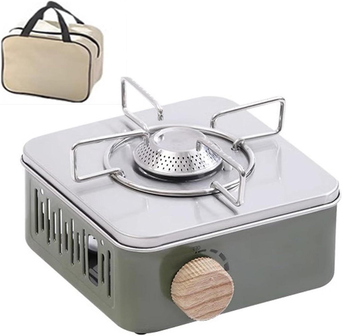 Camping Gasfornuis - Draagbaar Fornuis - Buiten Koken - Compact Ontwerp - 1.2 kg - Kaki