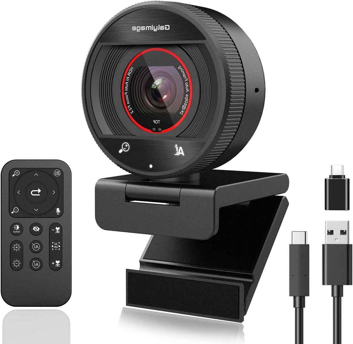 2K Webcam - Computer Camera - Videovergadering - AI Tracking - 8x Zoom - Zwart