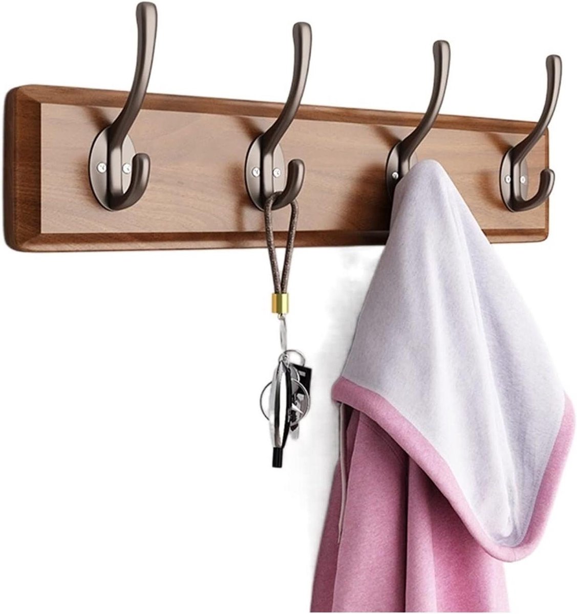 Wandkapstok - Muurhanger Haken - Huis Organiseren - Natuurlijk Materiaal - 4 Haken - Antie