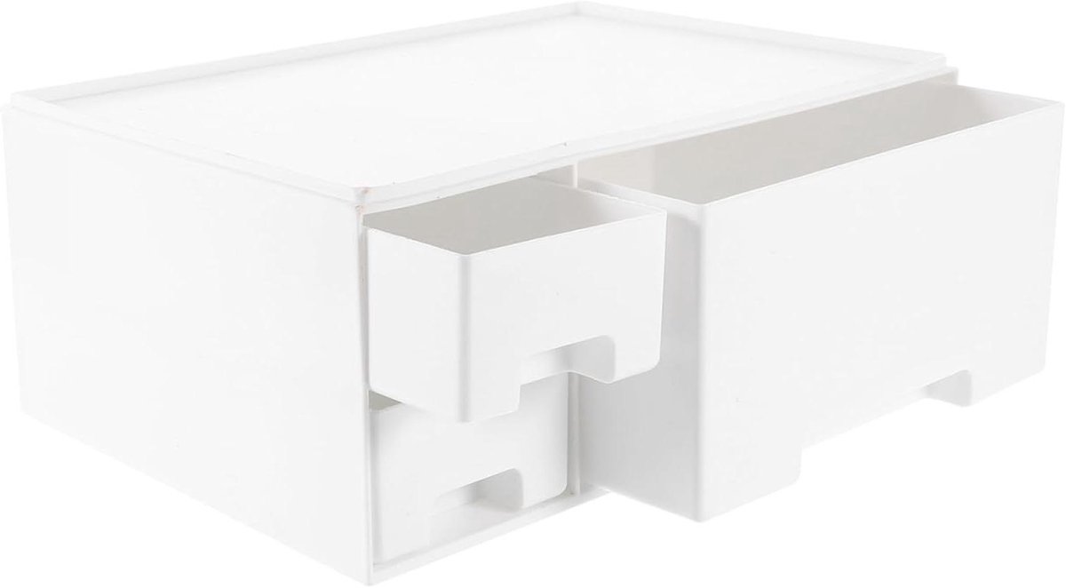 Monitor Verhoger - Bureau Organisatie - Bureau Opruimen - Met Lade - 24 cm Breed - Wit