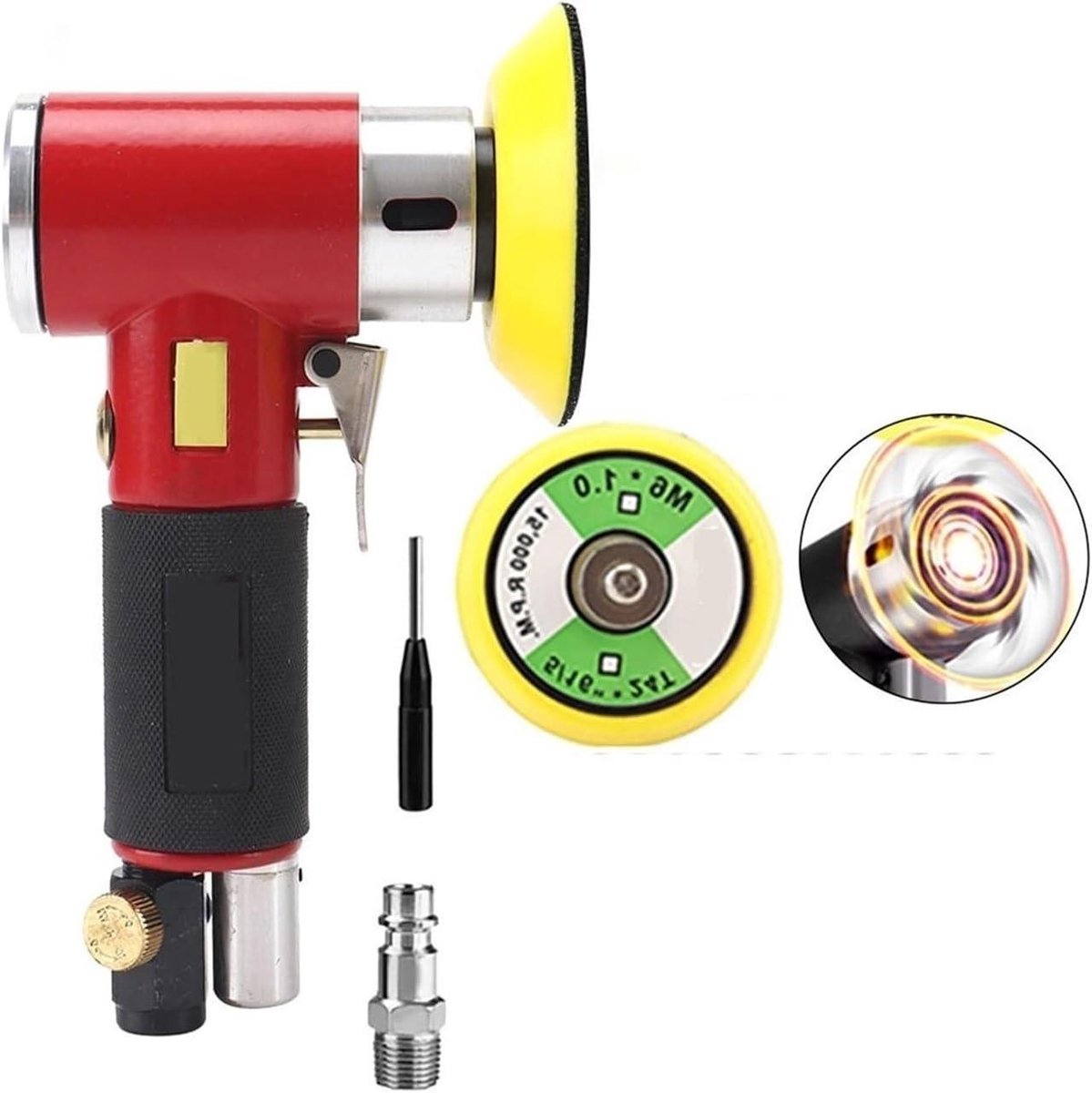 Mini Pneumatische Schuurmachine - Lucht Schuurapparaat - Auto Polijsten - Trillingsarm Ontwerp - 2 en 3 inch - Rood