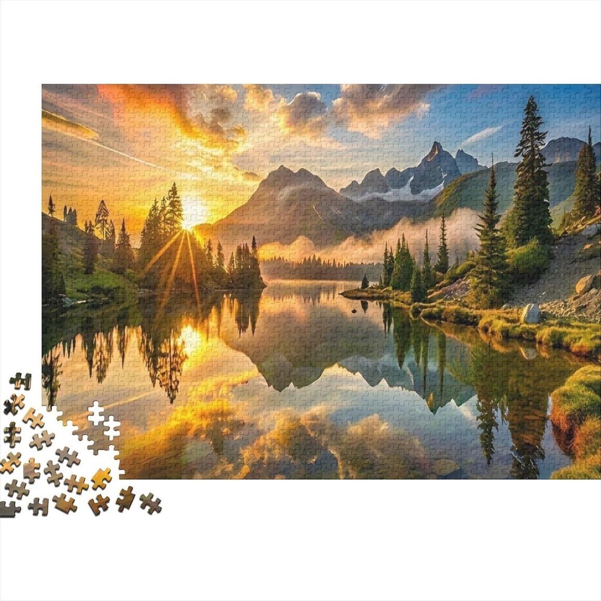 Landschap Puzzel - 1000 Stukjes - Ontspanning Thuis - Gerecycled Materiaal - 38 x 26 cm - Natuurkleuren