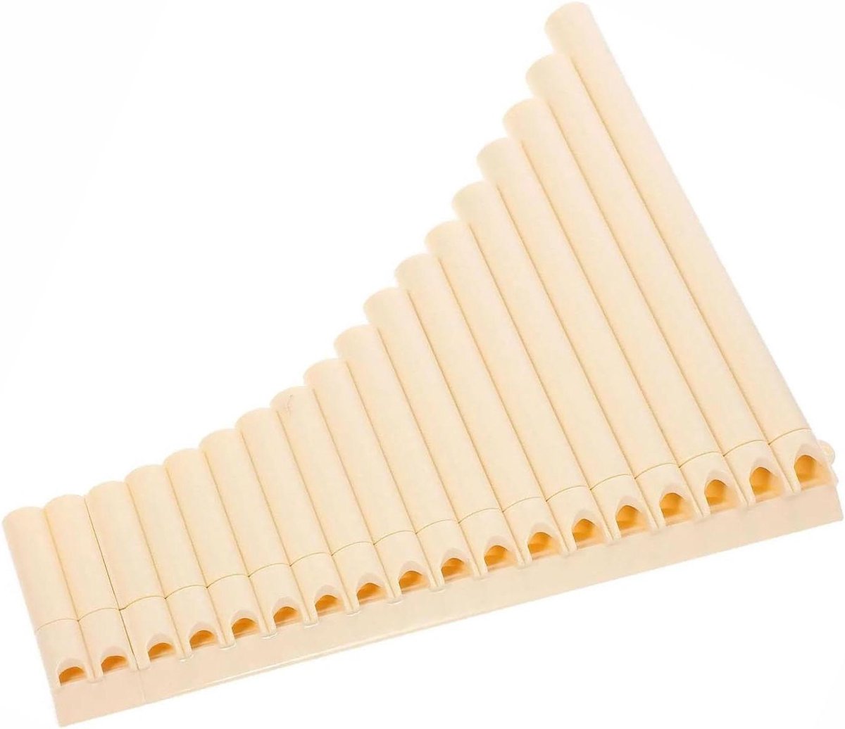 Panfluit - Houten Instrument - Muziekonderwijs - Beginnersniveau - 18 Pijpen - Beige