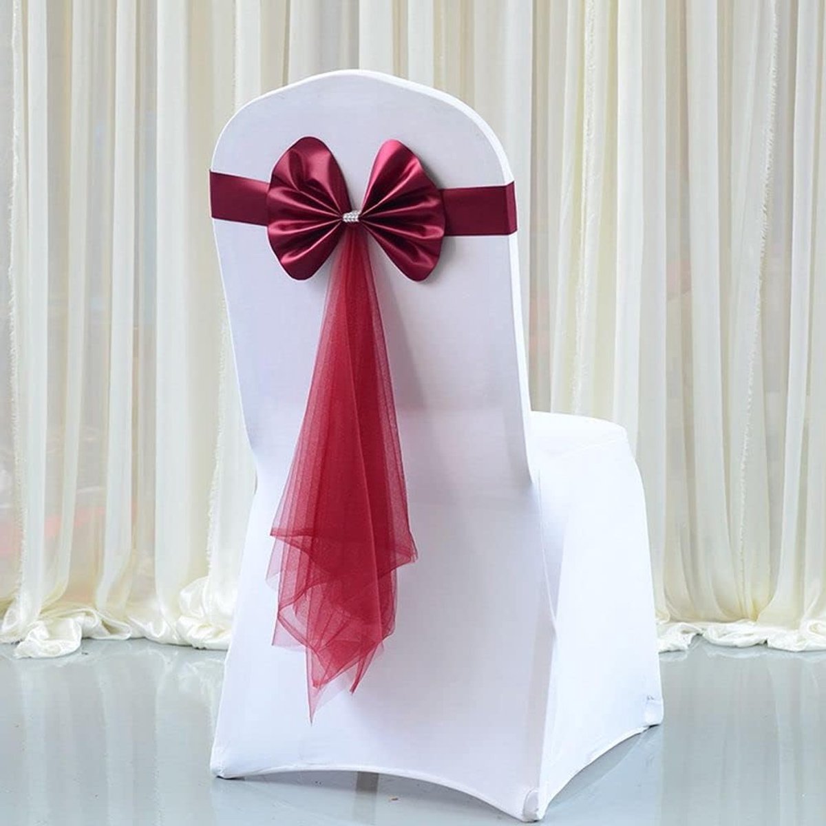 Kleurrijke Satijnen Stoelstrikken voor Bruiloften - 10 Stuks, Stretch Bogen en Organza Covers voor Stoelen