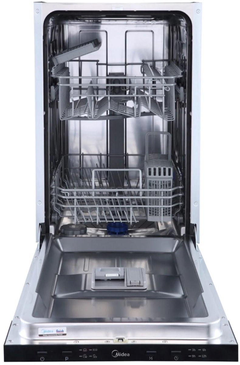 Midea MID45S110-HR - Vaatwasser - Volledig Ingebouwd - Bestekmand - E label - 49 dB - RVS - 9 couverts - 9 l Waterverbruik (per cyclus, gebaseerd op het ecoprogramma)