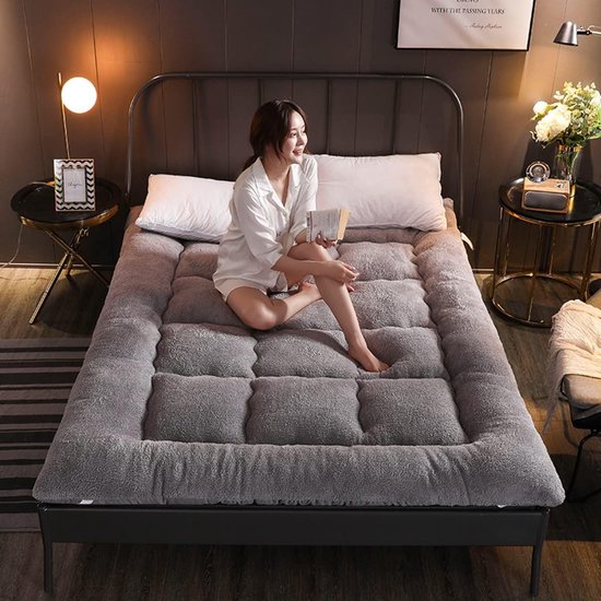 Japanse Vloermatras - Dikke Futon - Comfortabel Slapen - Ergonomisch Ontwerp - 200x220cm - Grijs — afbeelding 2