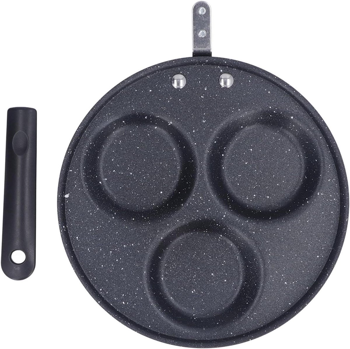 Pannenkoekenpan - Mini pan - Ontbijt maken - Gelijkmatige warmte - 3 eierringen - Zwart