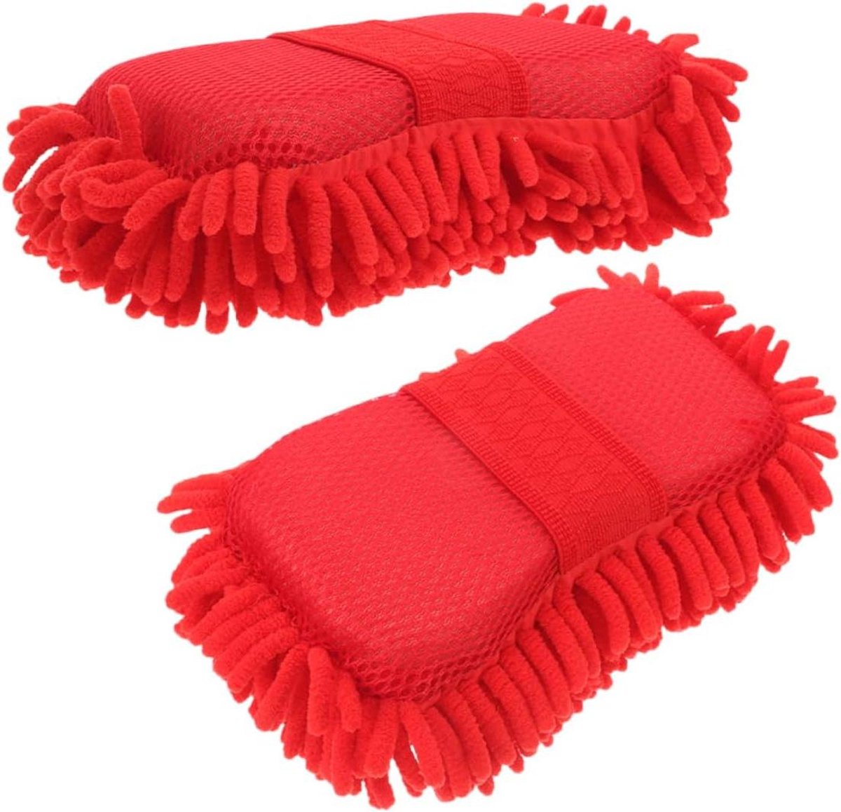 Autowas Handschoenen - Chenille Microvezel - Auto Reinigen - Krasvrije Was - 2 Stuks - Rood