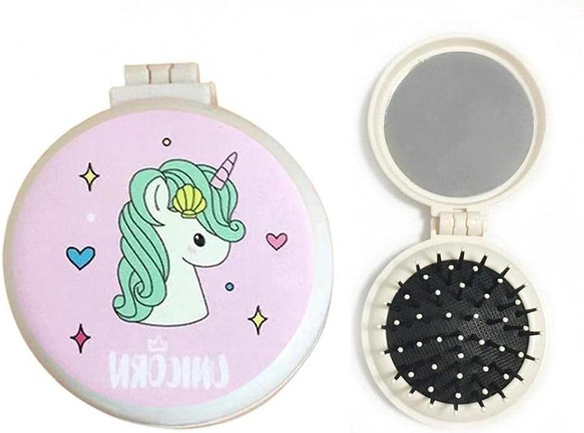Kinderen Make-up Spiegel - Kam Set - Haar Verzorging - Opvouwbaar Ontwerp - Mini Formaat - Cartoon
