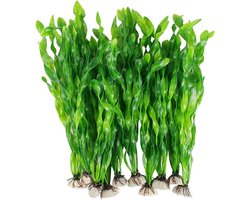 Kunstplanten Aquarium - Aquarium Decoratie Planten - Aquarium Verfraaien - Veilig Plastic Materiaal - 10 Stuks 30cm - Groen