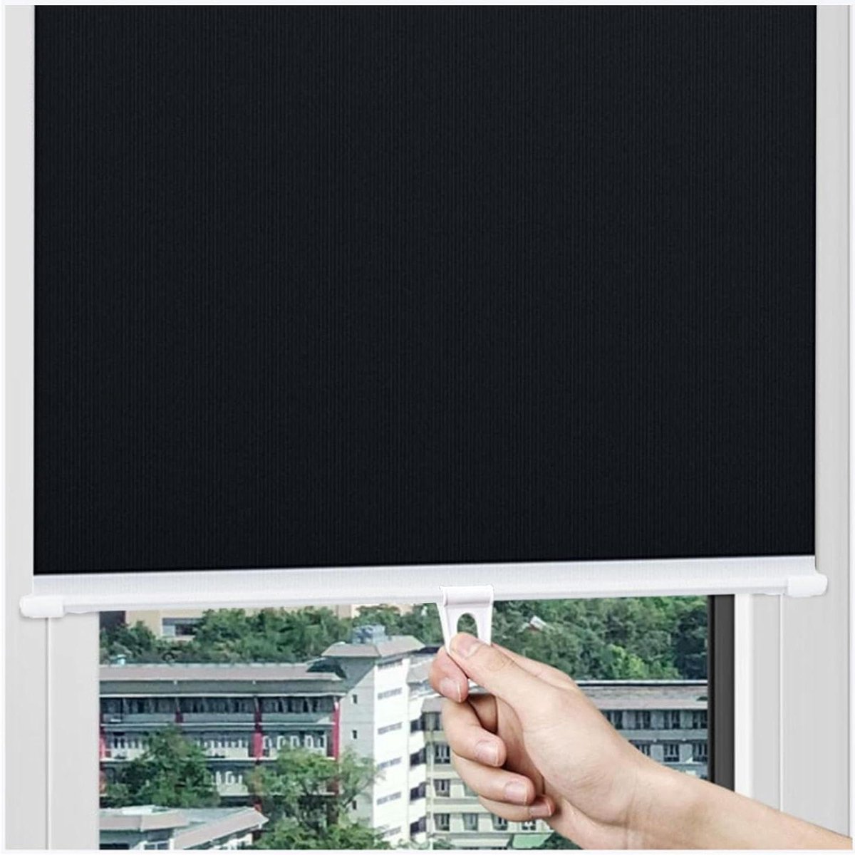 Intrekbaar Rolgordijn - Zonwering Raam - Privacy Creëren - Zonder Boren - 55 x 125 cm - Zw