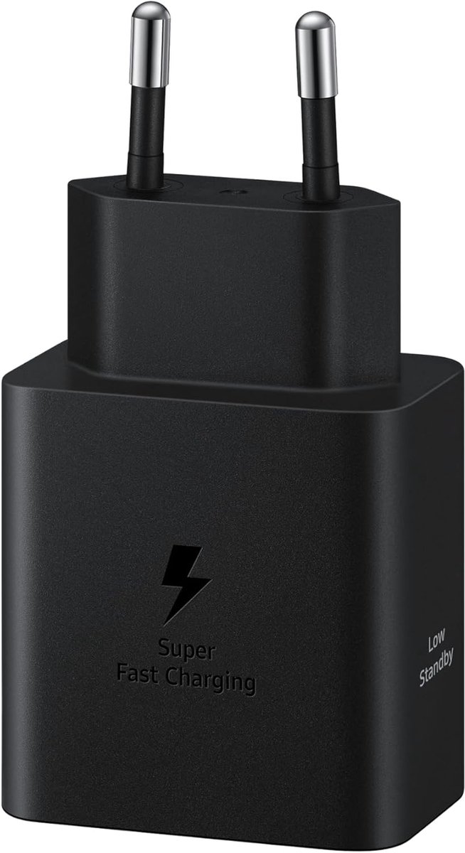 USB-C-oplader, 45 W, ultrasnelle netadapter, USB-C-naar-USB-adapter, zonder kabel, zwart