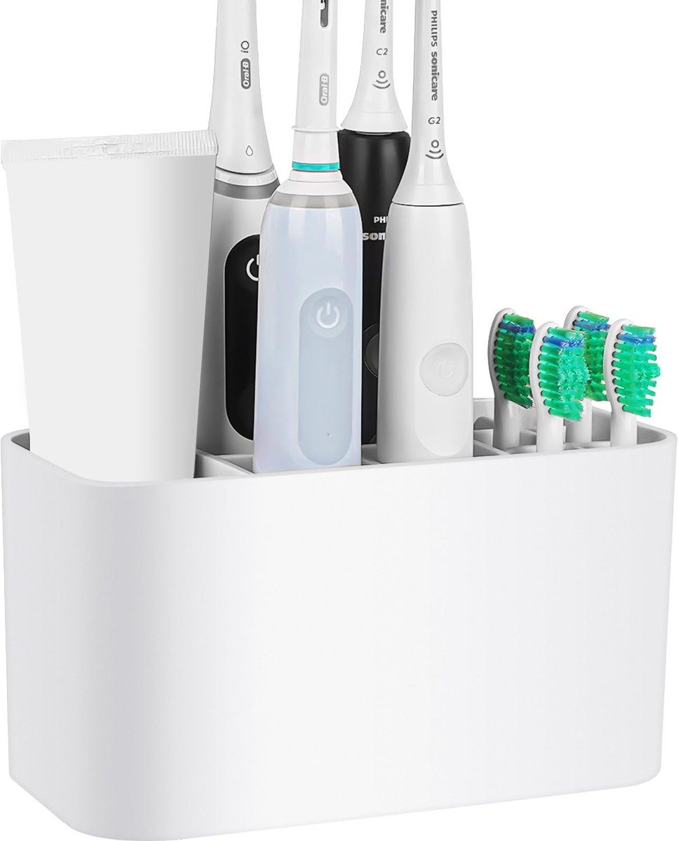 Cosensi - Dailygoods - Dailygoody - Elektrische tandenborstelhouder - Tandenborstelstandaard - Wit - Zelfklevend - Geschikt voor Oral-B en Philips Sonicare - Douche gebruik