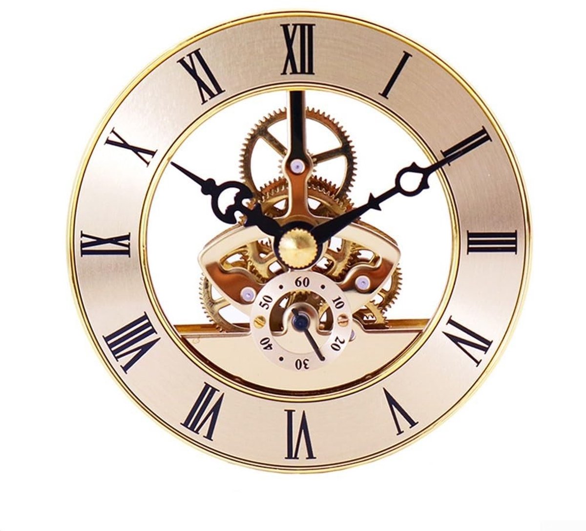 Cosensi - Dailygoody - Gouden Skelet Klok Insert - Quartz Klok Beweging - Romaanse Nummers Ontwerp - 86 mm - DIY Onderdelen - Vervangingsonderdeel - Goud
