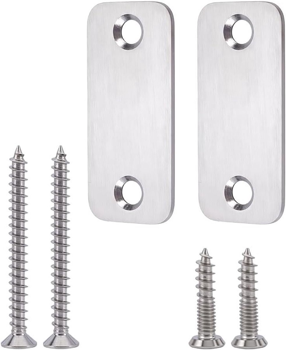 2 Sets Deurgatafdekplaat, 5.5x2.5cm RVS Deur Edge Gat Vulplaat met Schroef voor Deadbolt, Ideaal voor Binnen- en Buitentoepassingen, Duurzaam en Weerbestendig