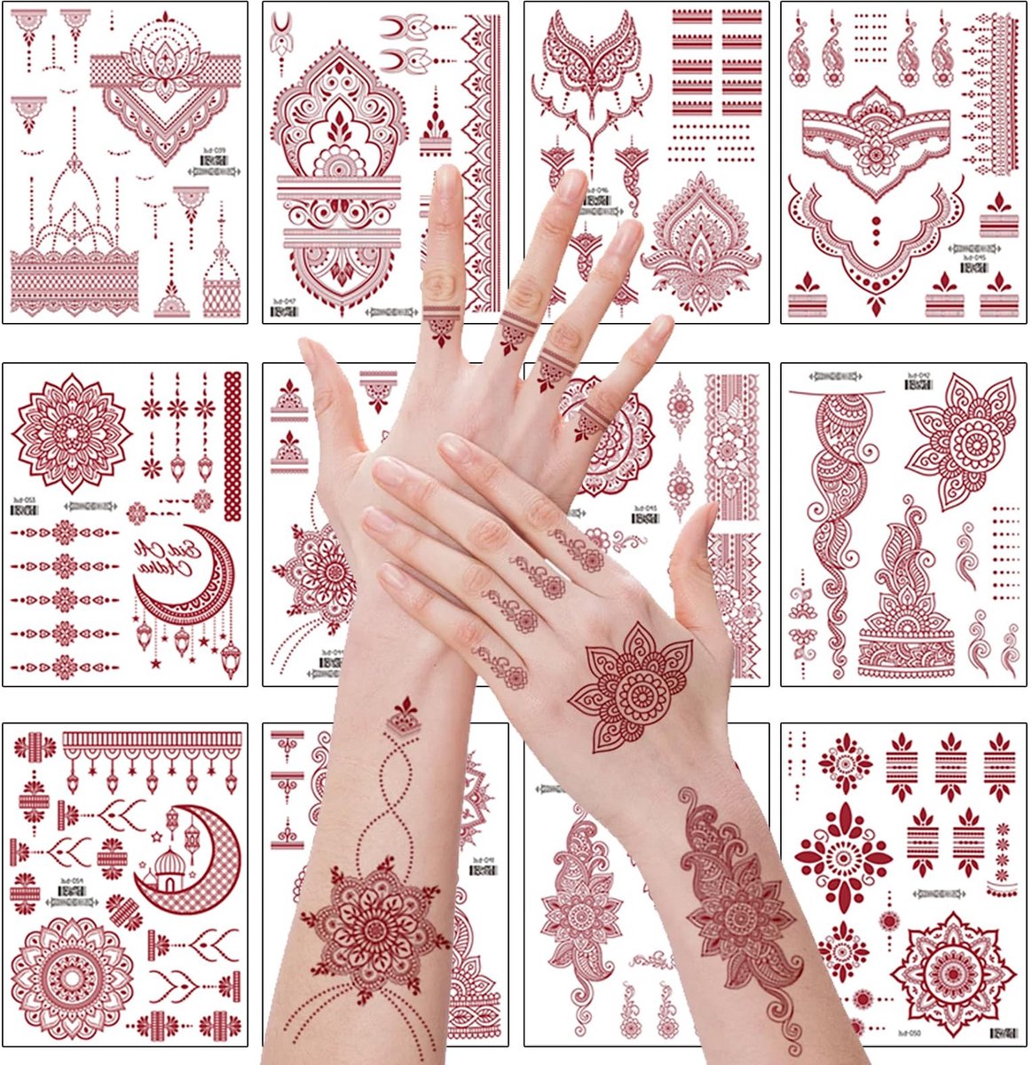 Cosensi - Set van 12 Tijdelijke Tatoeages met Bloemenpatroon