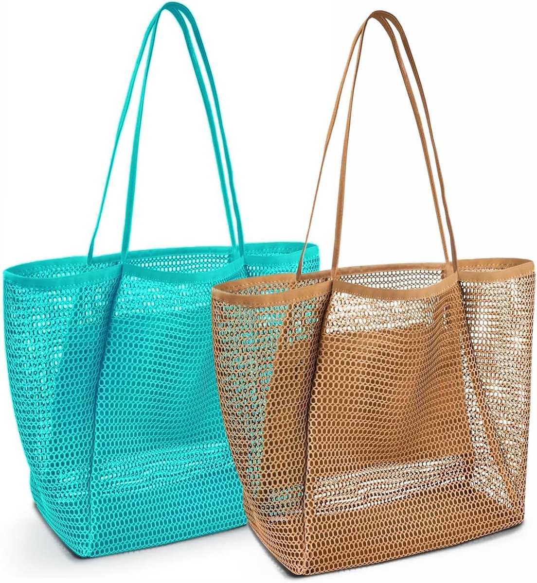Vouwbare Mesh Strandtas - Grote Familie Shopper Tas voor Vrouwen, Perfect voor Vakantie, Sport en Strandactiviteiten