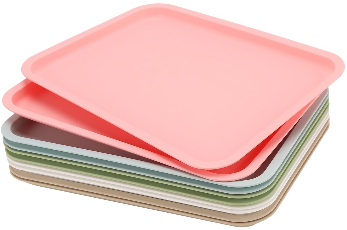 Cosensi - Set van 10 Kleine PP-Kunststof Dienbladen in 5 Kleuren