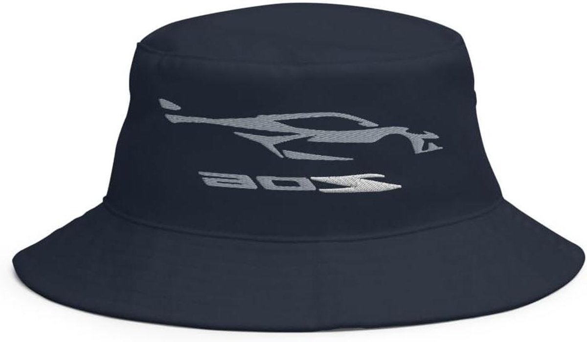 Geborduurde Bucket Hat - Mode Pet - Zon Bescherming - 100% Katoen - Eén Maat - Zilver