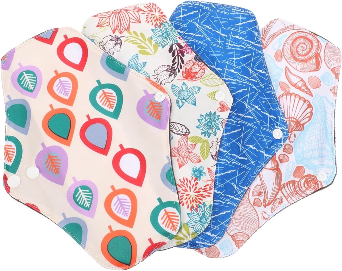 Wasbare Pads - Herbruikbaar Maandverband - Hygiënisch Werken - Met Vleugels - 26 x 18 cm - Bamboe Katoen