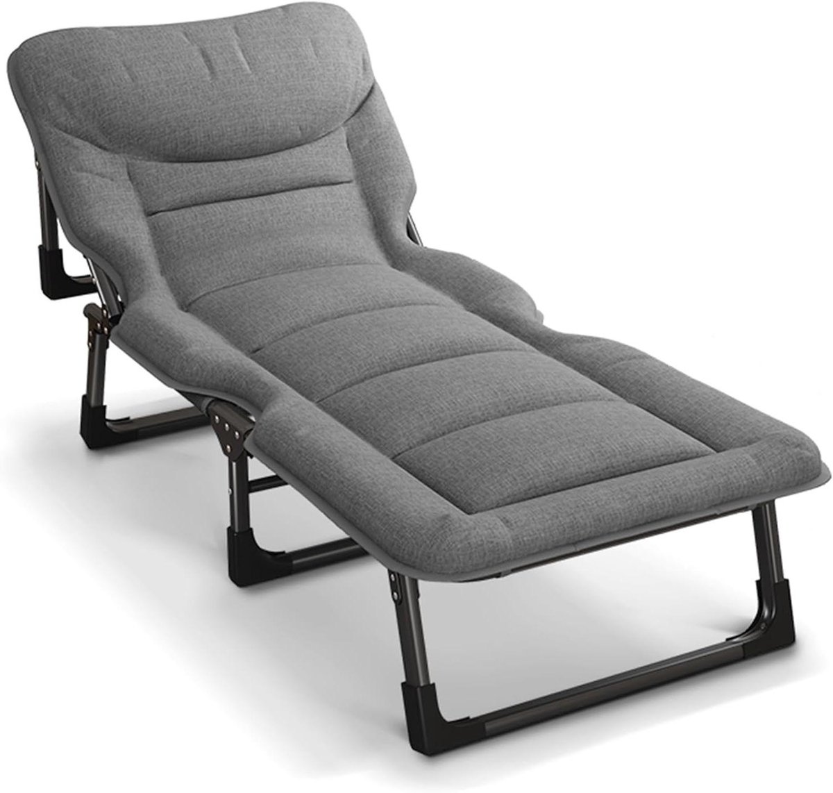 Opvouwbaar Slaapbed - Campingbed Volwassenen - Buiten Ontspannen - 4 Standen Verstelbaar - 175x60cm - Grijs