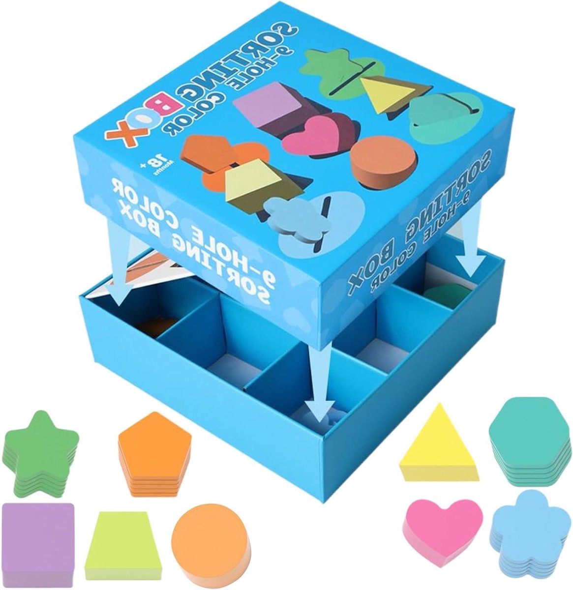 Vorm Sorteerspeelgoed - Houten Puzzel - Cognitieve Ontwikkeling - Natuurlijk Hout Materiaal - 9 Vormen - Houtkleur