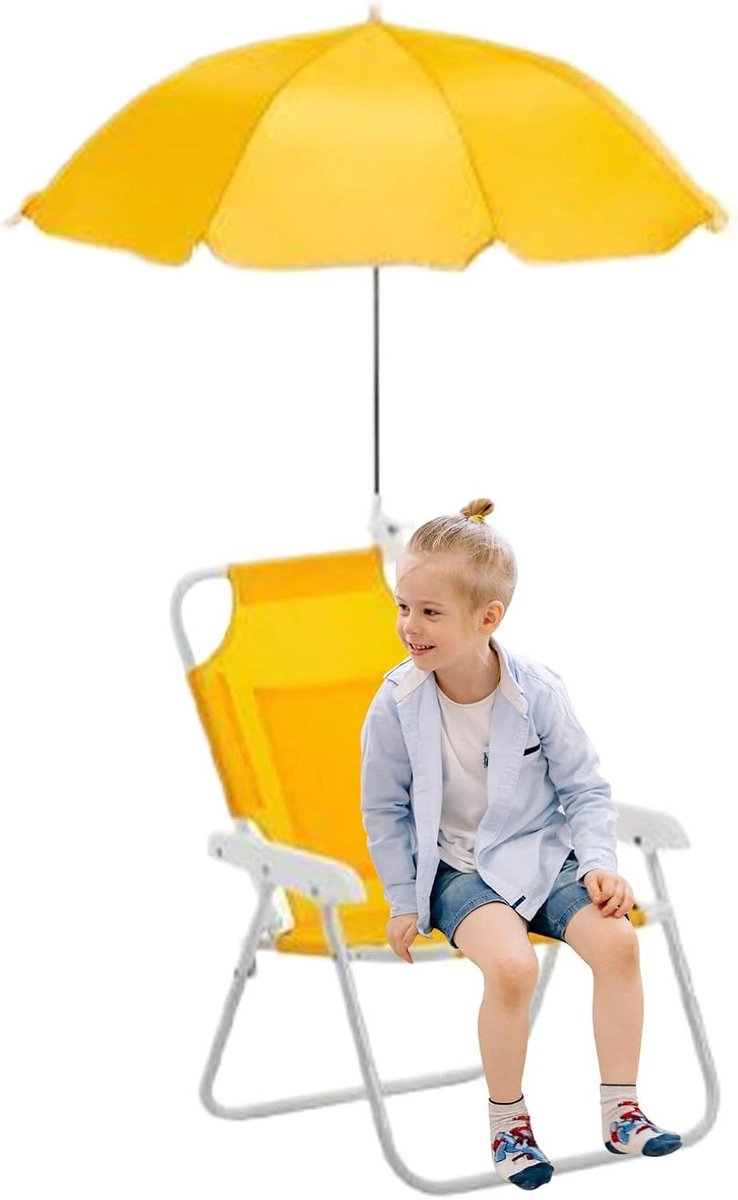 Kinder Opvouwbare Stoel - Ligstoel met zonnescherm - Buiten spelen - UPF50+ UV bescherming - 2.93 Pond - Geel