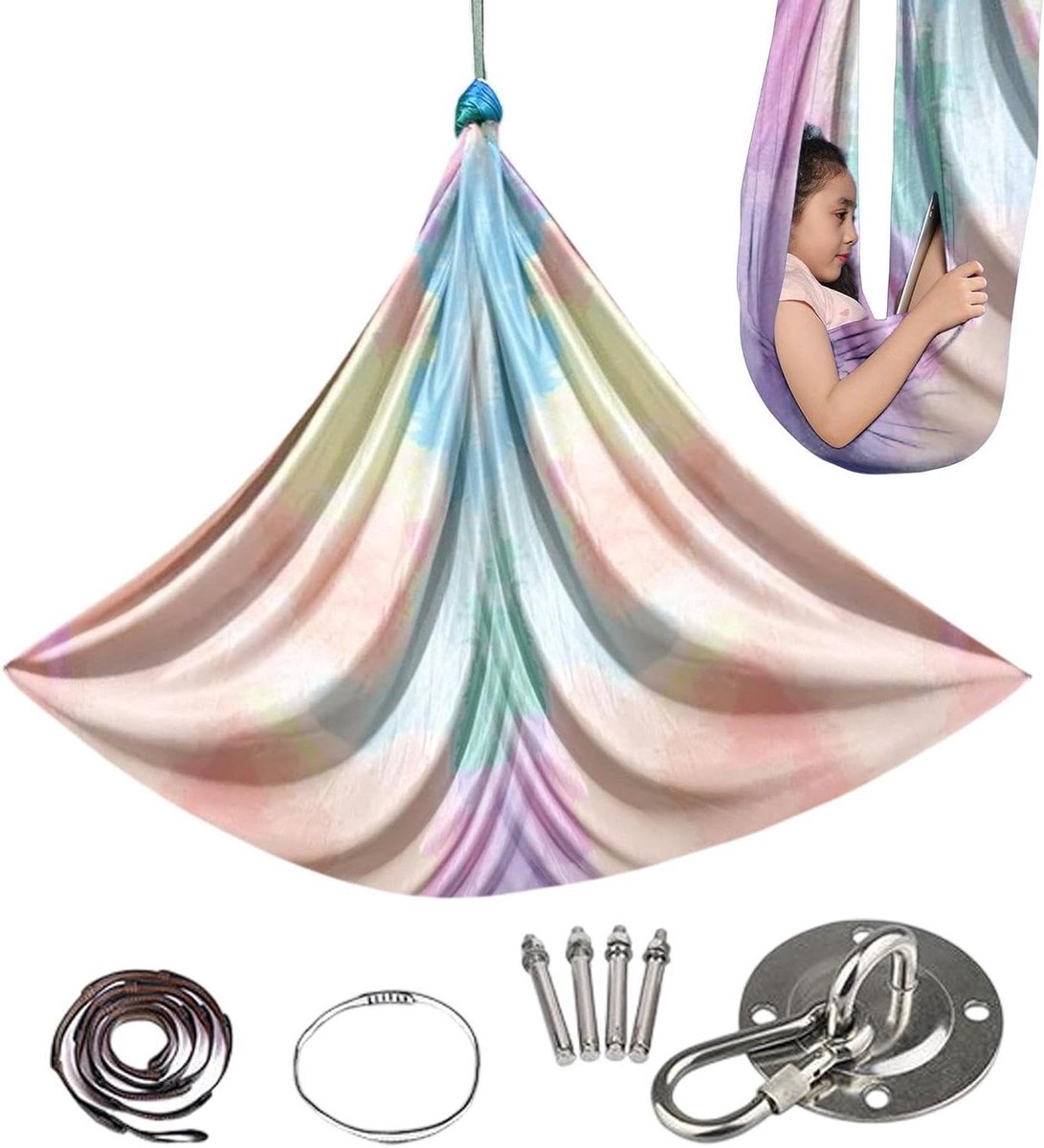 Lucht Yogaschommel - Dansdoek Fitness - Kracht Flexibiliteit - Ademende Stof - 5.5 Yards - Veelkleurig
