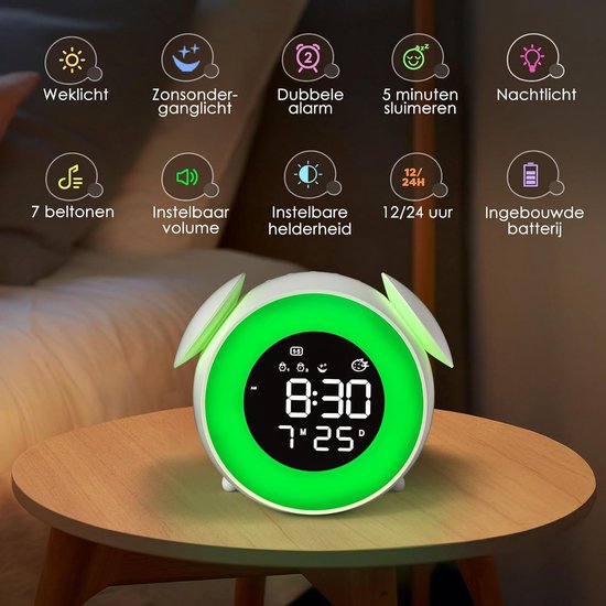 Kinderwekker - Digitale Wekker Slaapkamer - Slaaptrainer Kinderen - slaapwekker — afbeelding 4