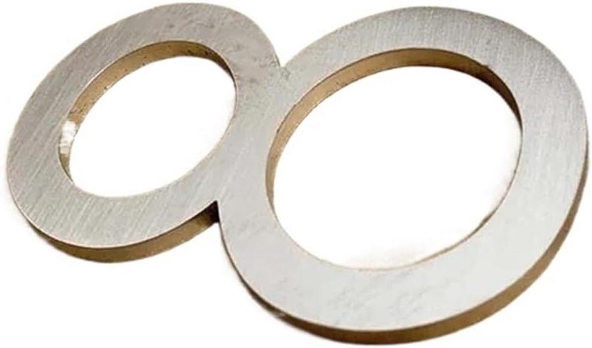 Huisnummer Sticker - Deurplaat Nummer - Huis Identificatie - Geborstelde Afwerking - 10x10 mm - Zwart/Zilver