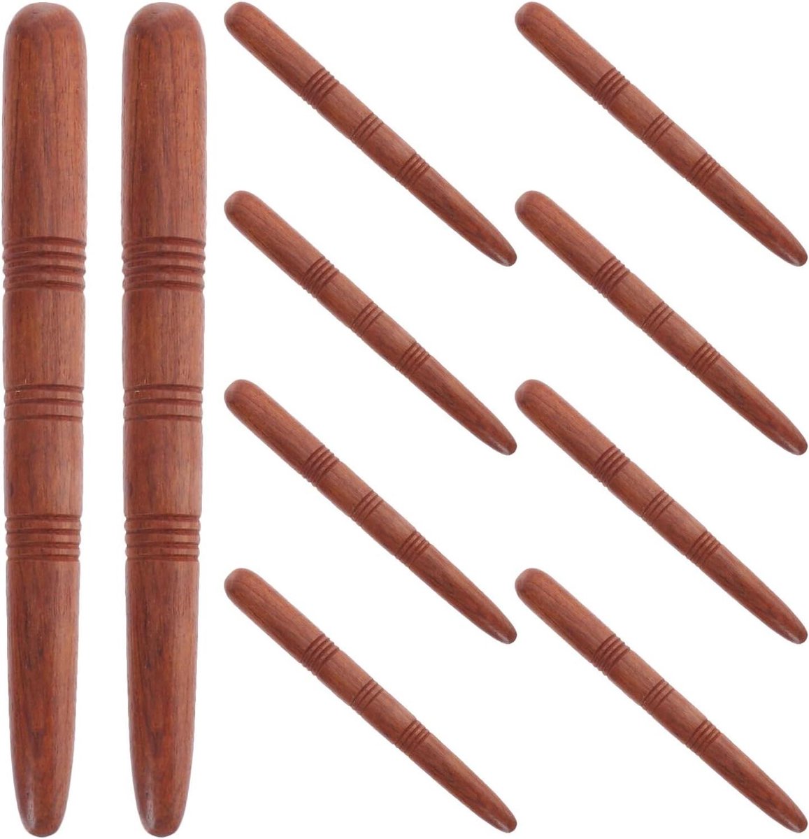 Houten Acupressuursticks - Massage Tools - Ontspanningstherapie - Ergonomische Kromming - 10 Stuks - Bruin