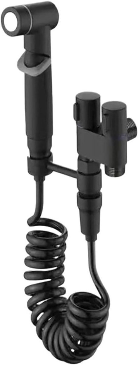 Handdouche Set - Bidet Kraan - Badkamer Hygiëne - Dubbele Uitloop - 10mm Schroefdraad - Zw