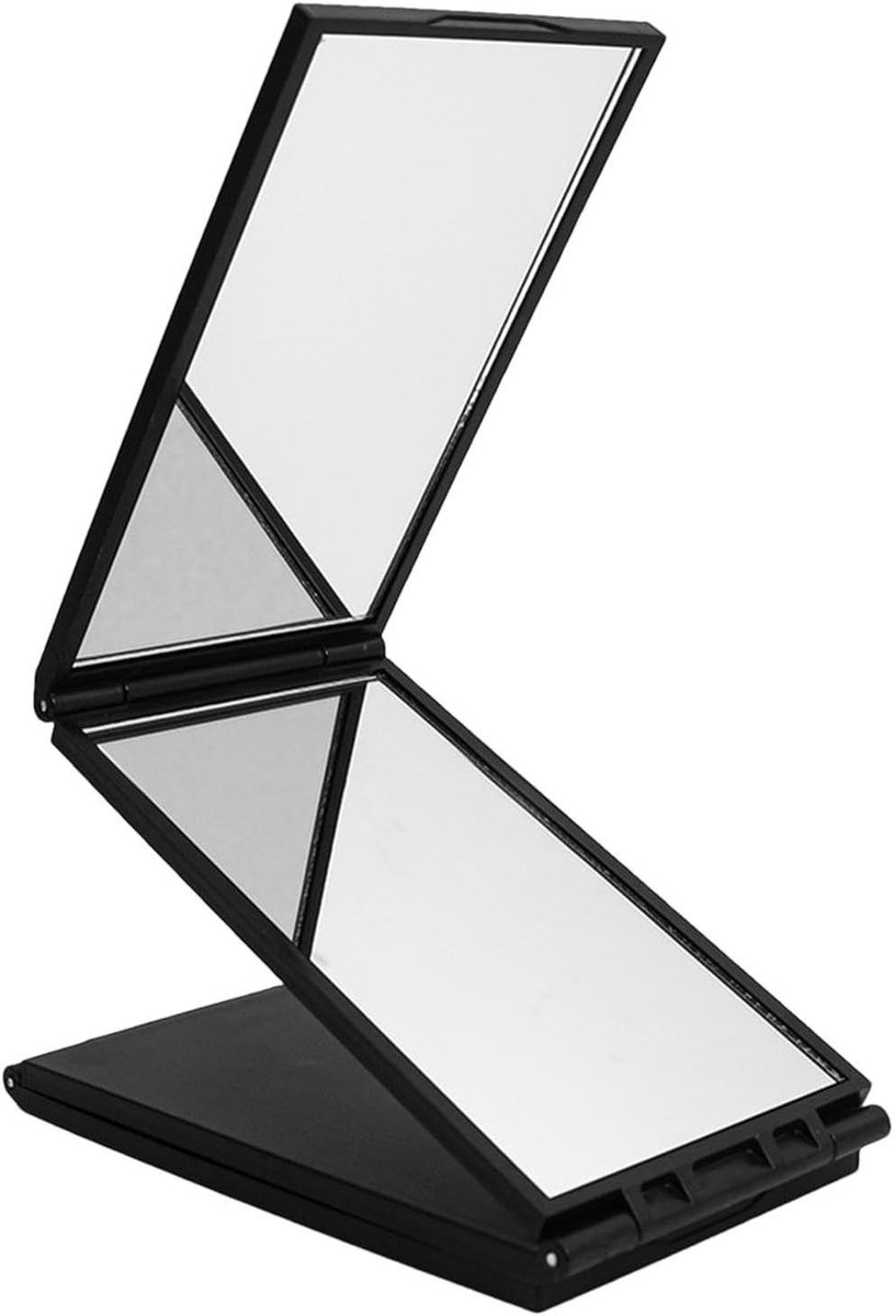 Vouwbare Spiegel - Kappersspiegel Make-up - Haar Stylen - Drievoudig Ontwerp - 14 x 8 cm - Zwart