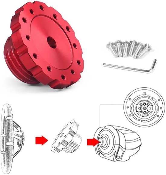 Stuurwiel Adapter - Racestuur Onderdeel - Sim Racing - Aluminium Legering - 75mm - Rood — afbeelding 4