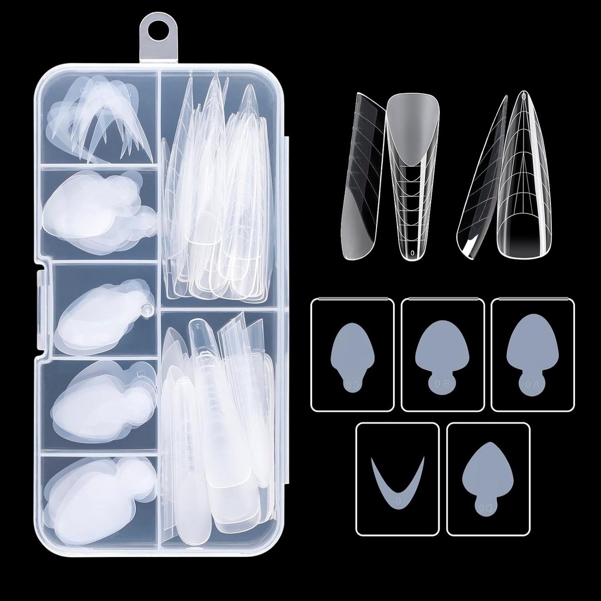 108 Stuks Franse Nagelvorm Stickers voor Gel Manicure, Herbruikbare Siliconen Pads, 5 x 12 Vorm Stickers & 2 x 24 Dubbele Nagelvormen voor Perfecte Franse Manicure