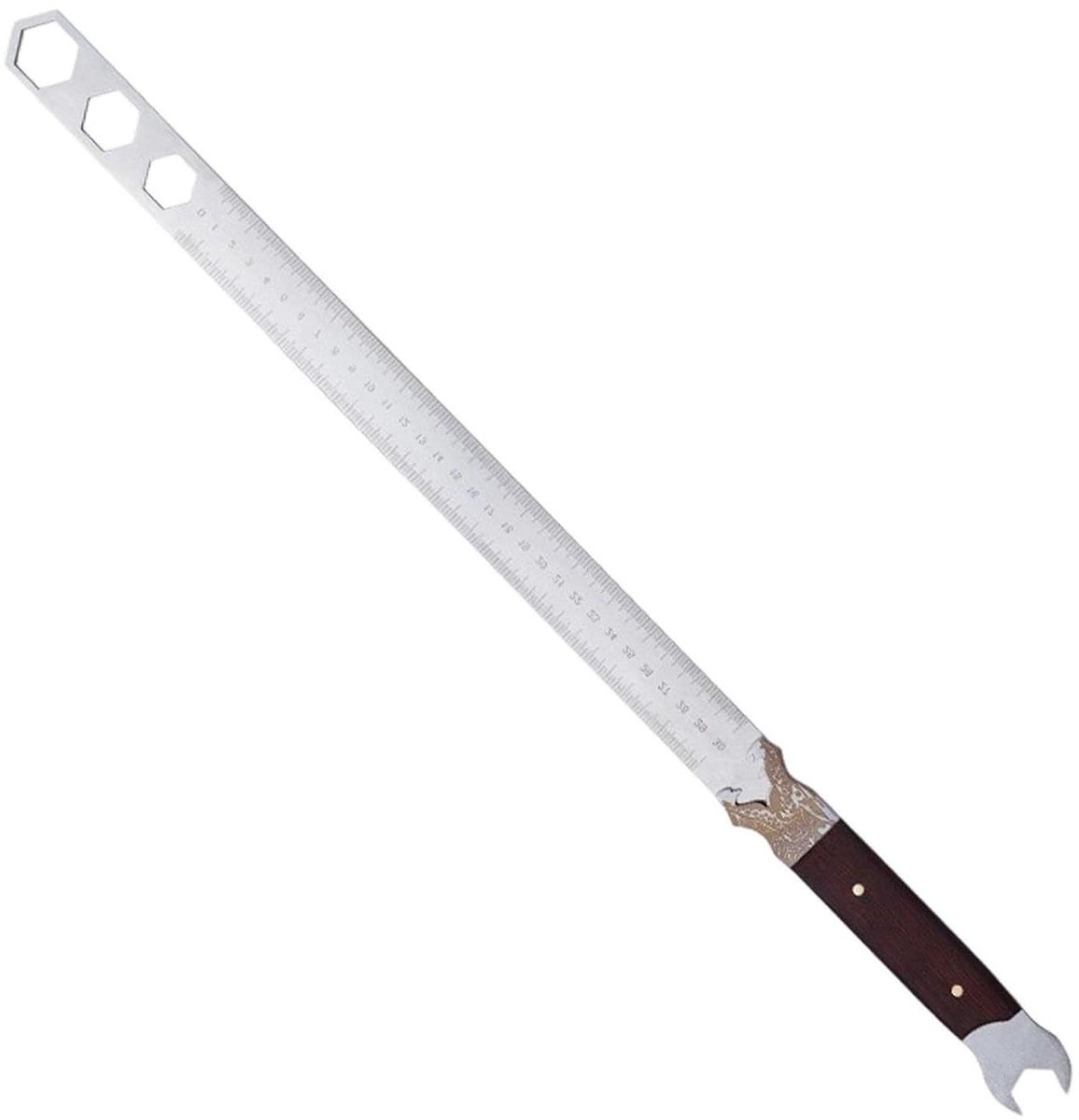 Metalen Liniaal - Precisie Meetinstrument - Nauwkeurig Meten - Geïntegreerde Sleutelfunctie - 60 cm - Zilverkleurig