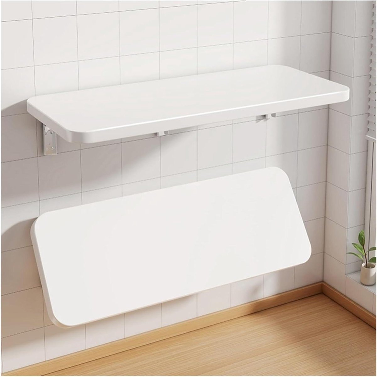 Wandbureau Klapbaar - Werktafel - Ruimte Besparen - Stabiele Triangel Steun - 60x20cm - Wit