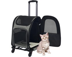 Transportbox Huisdier - Reisbuggy Kat - Veilig Vervoer - 360° Draaibare Wielen - 34x28x43 cm - Grijs