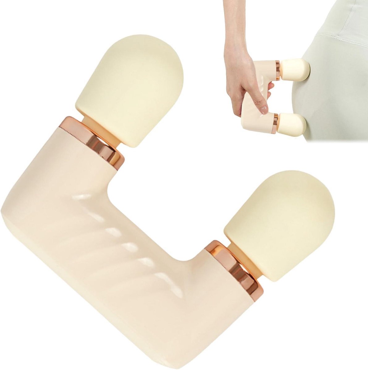 Draagbare Massageapparaat - Spierontspanning Tool - Herstel Na Sport - Dubbelzijdige Kop - 18 x 15.2 cm - Crèmegeel