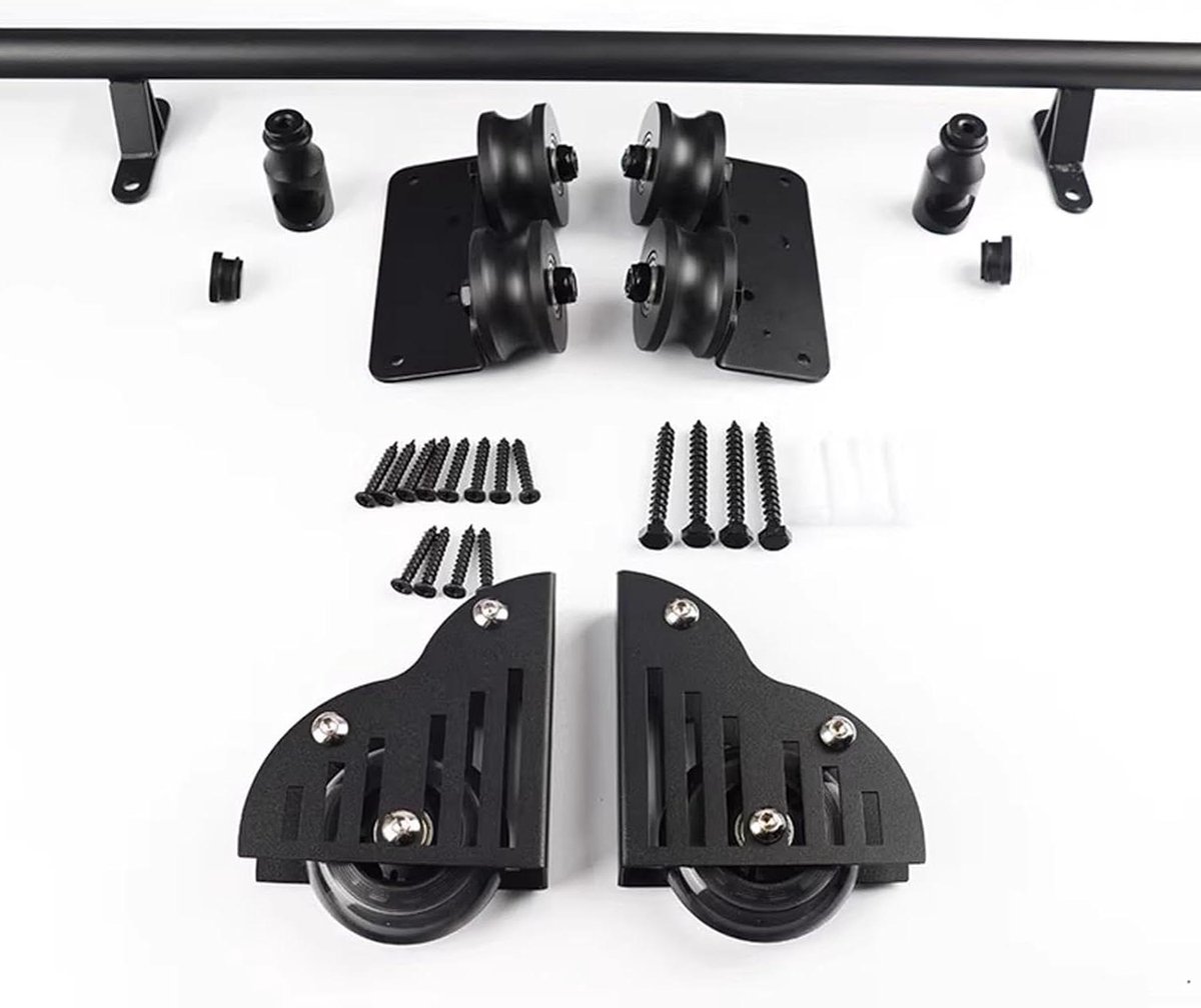 Ladderrailsysteem - Schuifrail set - Toegang tot opslag - Stil robuust koolstofstaal - 400 cm - Zwart