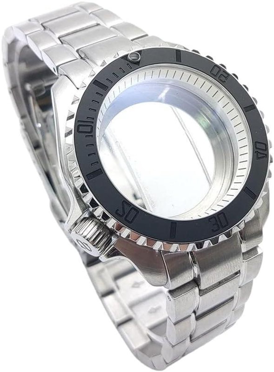 Horloge Onderdelen Kit - Modificatie Set - Horloge Bouwen - Dubbel Saffier Glas - 42mm Diameter - Zilverkleurig